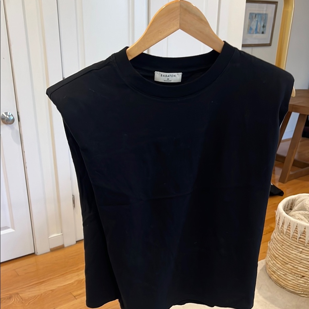 Babaton Black Sleeveless Muscle Tee Style w/Shoulder Pads
